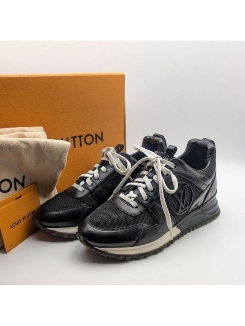 Louis Vuitton Run Away Line Black LV Logo In Heels Shoes